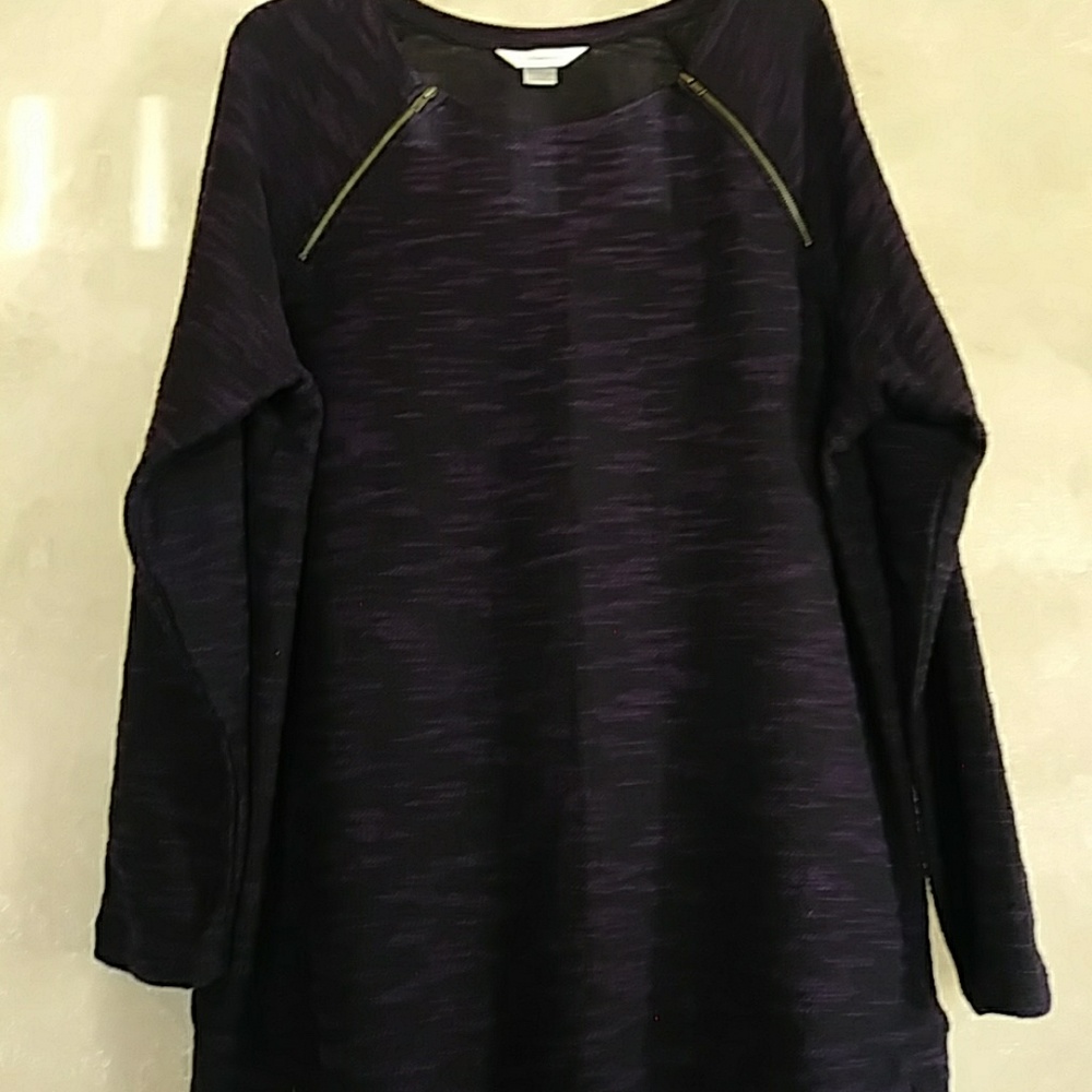 CJ Banks Purple Sweater with Zipper Accents